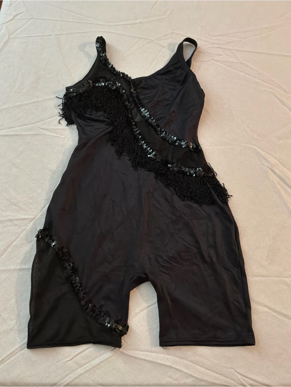 ******* Black Dance Jazz Embellished Fringe Romper *******